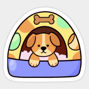 Little Cute Dog in The Egg Looking at You Sticker